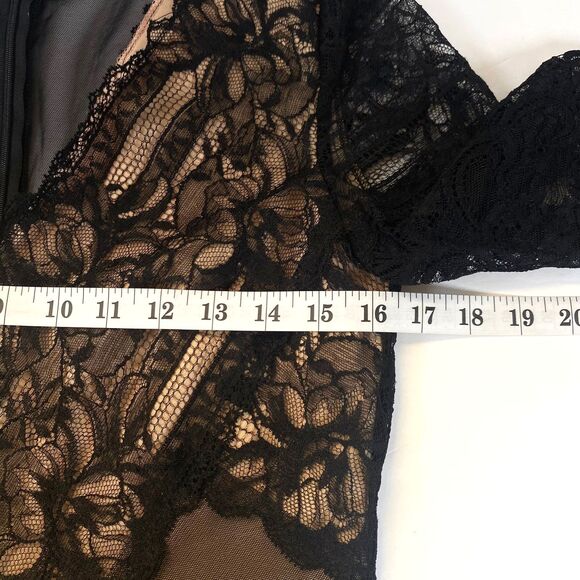 Nicole Miller Lace Sheath Dress Size M Black Beige Lining Stretch NWT CE 10053 - Picture 13 of 16